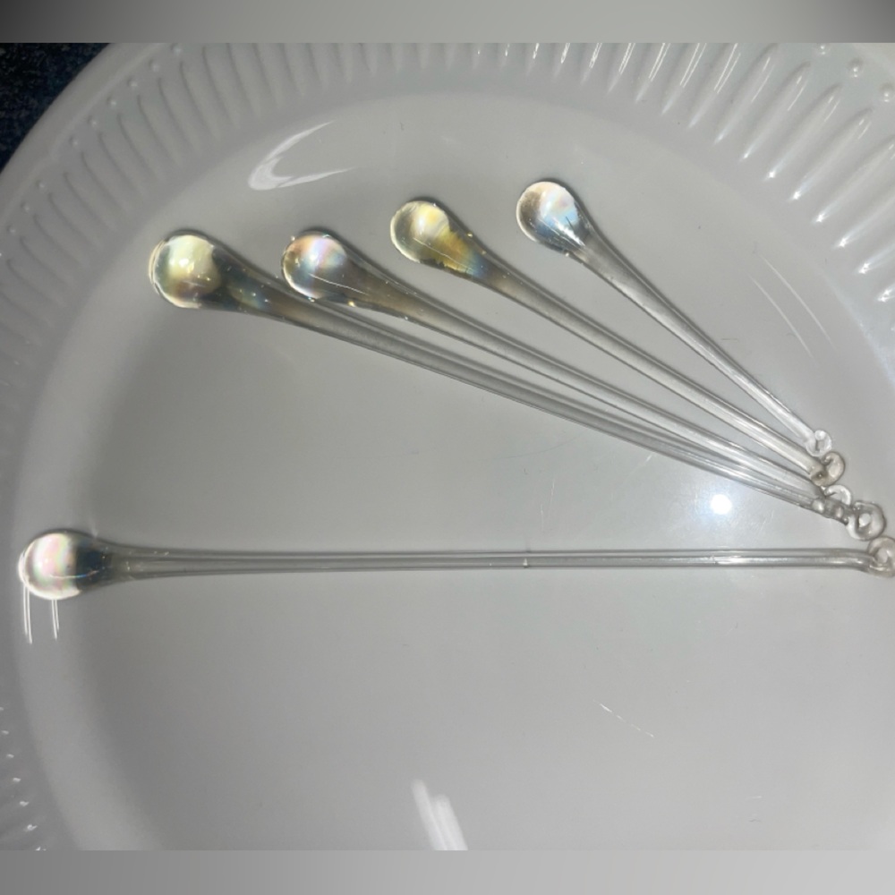 Iridescent Crystal Rain Drop Ornaments - Set of 5 - Picture 2 of 4